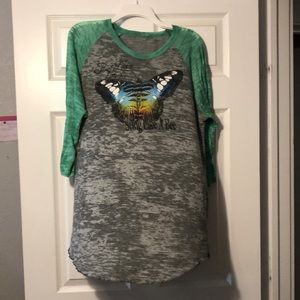 Jersey T-shirt Grey with Green Sleeves